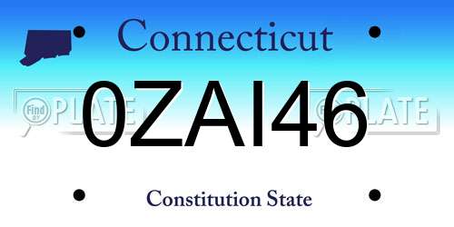 0ZAI46 Connecticut License Plate