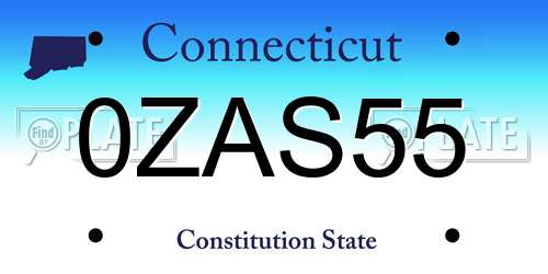 0ZAS55 Connecticut License Plate
