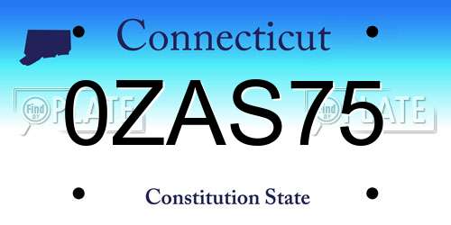0ZAS75 Connecticut License Plate