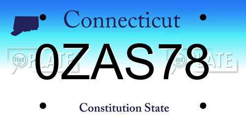 0ZAS78 Connecticut License Plate