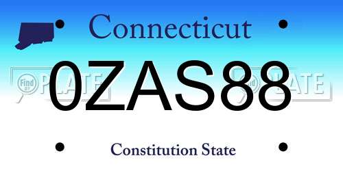 0ZAS88 Connecticut License Plate