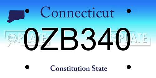 0ZB340 Connecticut License Plate