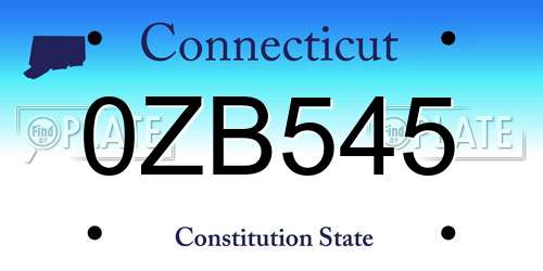 0ZB545 Connecticut License Plate