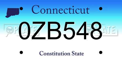 0ZB548 Connecticut License Plate