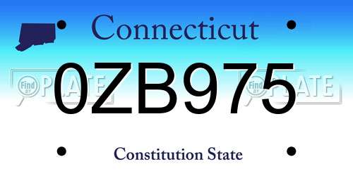 0ZB975 Connecticut License Plate