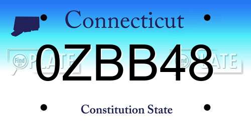 0ZBB48 Connecticut License Plate