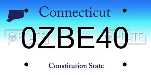 0ZBE40 Connecticut License Plate