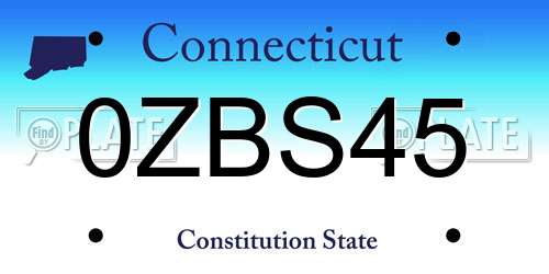 0ZBS45 Connecticut License Plate