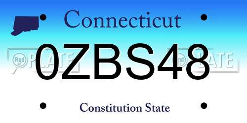 0ZBS48 Connecticut License Plate