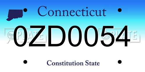 0ZD0054 Connecticut License Plate