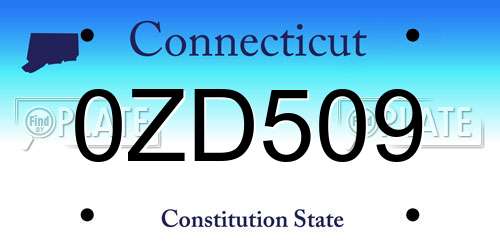 0ZD509 Connecticut License Plate