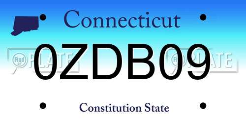 0ZDB09 Connecticut License Plate