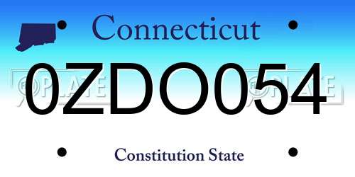 0ZDO054 Connecticut License Plate