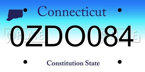 0ZDO084 Connecticut License Plate