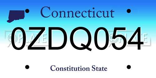 0ZDQ054 Connecticut License Plate