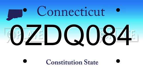 0ZDQ084 Connecticut License Plate