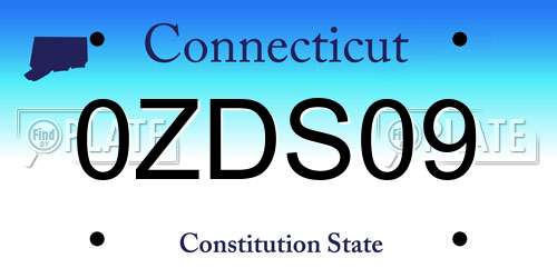 0ZDS09 Connecticut License Plate