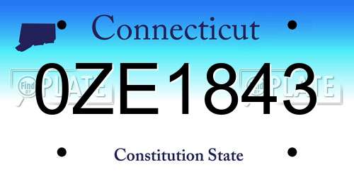 0ZE1843 Connecticut License Plate