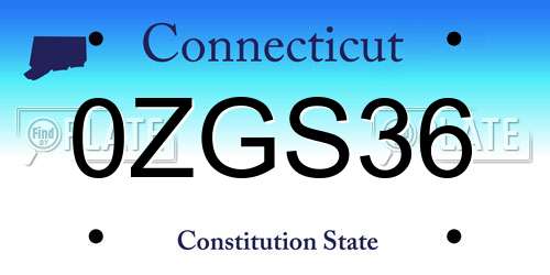 0ZGS36 Connecticut License Plate