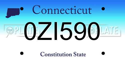 0ZI590 Connecticut License Plate