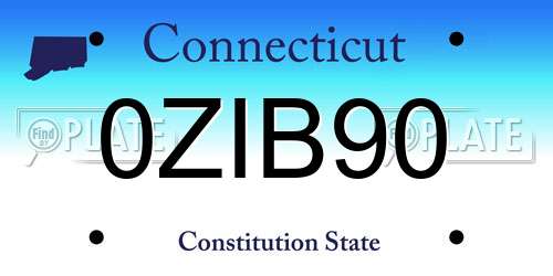 0ZIB90 Connecticut License Plate