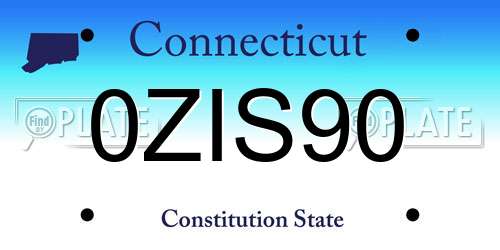 0ZIS90 Connecticut License Plate