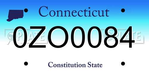 0ZO0084 Connecticut License Plate