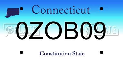 0ZOB09 Connecticut License Plate