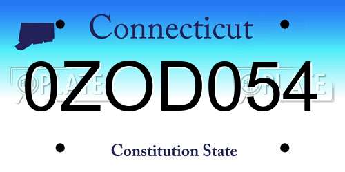 0ZOD054 Connecticut License Plate