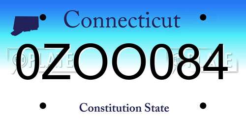 0ZOO084 Connecticut License Plate