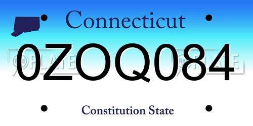 0ZOQ084 Connecticut License Plate