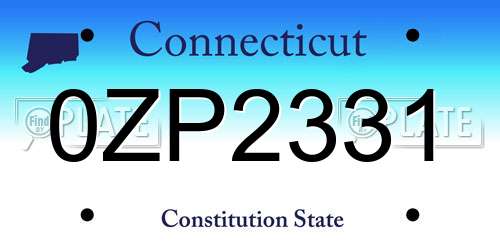 0ZP2331 Connecticut License Plate