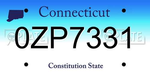 0ZP7331 Connecticut License Plate