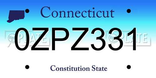 0ZPZ331 Connecticut License Plate