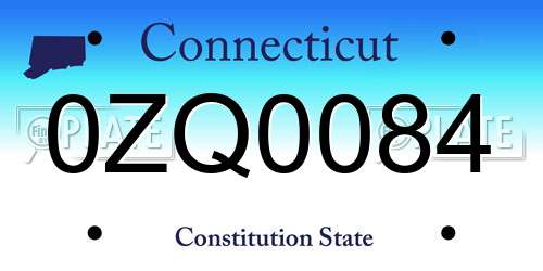 0ZQ0084 Connecticut License Plate