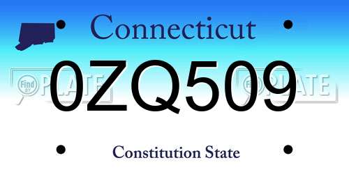 0ZQ509 Connecticut License Plate
