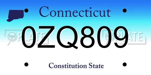 0ZQ809 Connecticut License Plate