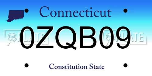 0ZQB09 Connecticut License Plate