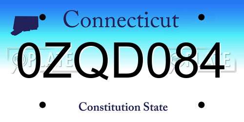 0ZQD084 Connecticut License Plate