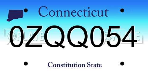 0ZQQ054 Connecticut License Plate