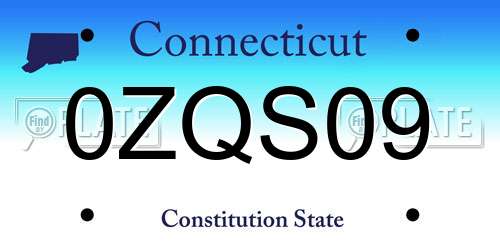 0ZQS09 Connecticut License Plate