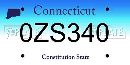 0ZS340 Connecticut License Plate