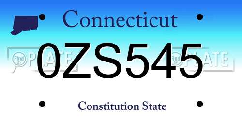 0ZS545 Connecticut License Plate