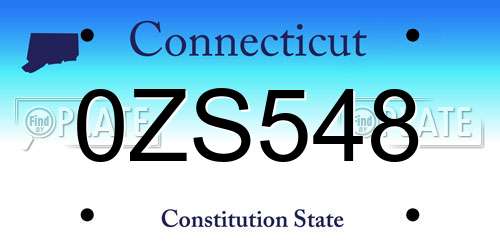 0ZS548 Connecticut License Plate