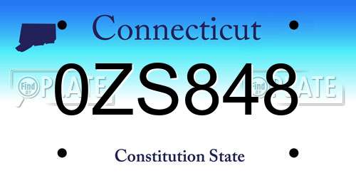 0ZS848 Connecticut License Plate