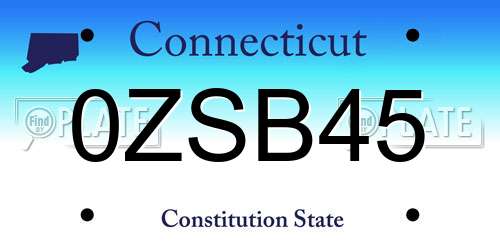 0ZSB45 Connecticut License Plate
