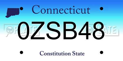 0ZSB48 Connecticut License Plate