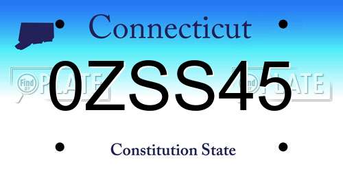0ZSS45 Connecticut License Plate