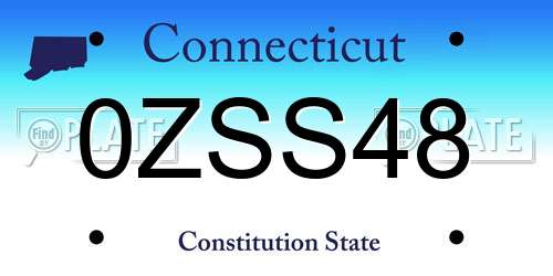 0ZSS48 Connecticut License Plate