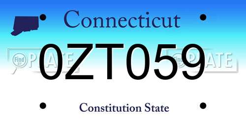 0ZT059 Connecticut License Plate